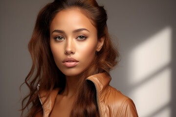 Fototapeta premium Portrait of Beautiful Model in Jacket