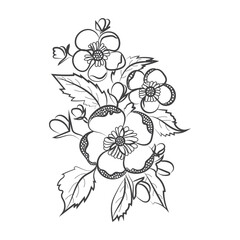 Free vectore art and hand drawing flower art black and white flat design outline illustration.