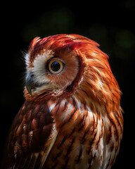 Red barn owl closeup portrait 