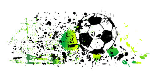 soccer, football, illustration with paint splashes, grungy mockup, great soccer event, design template - 707902577