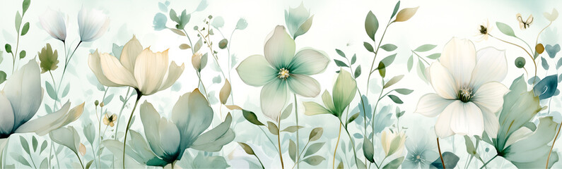 Spring Flowers in the Grass - Watercolor Painting 