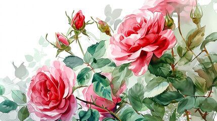 floral arrangement with roses - watercolor painting