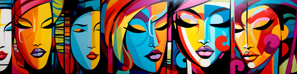 Graffiti Colorful Women - Cubism
