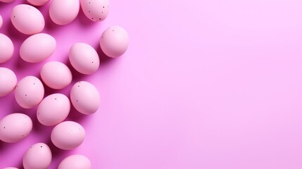Fototapeta na wymiar pink Easter eggs on a pink background, top view, Easter concept