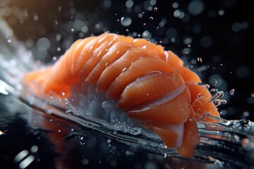 Sushi with salmon close-up. Generative AI