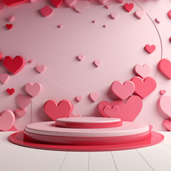 podium valentines background with hearts