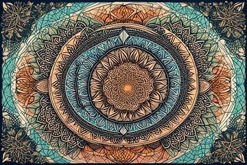 A series of intricate mandala designs representing balance, harmony, and interconnectedness in mental health and well-being.