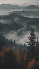 Beautiful View of Misty Mountain Forest Landscape Vertical 4k Wallpaper Photo