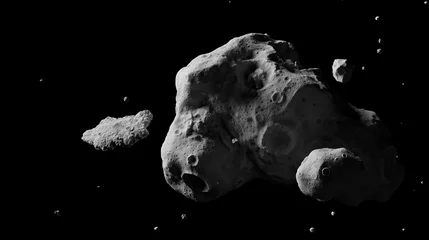 Fotobehang Asteroids on black background  © alexyz3d