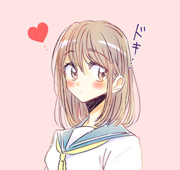 女子学生　恋愛　茶髪　文字