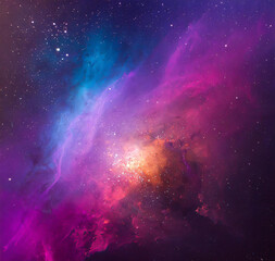 Nebula and galaxies in space. Abstract cosmos background