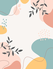 Design banner frame background .Colorful poster background.branches,art print for beauty, fashion and natural products,wellness, wedding and event.