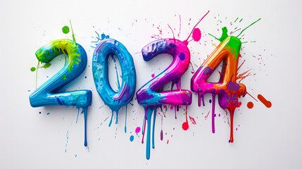 2024 in Abstract: A Painted New Year Celebration - obrazy, fototapety, plakaty