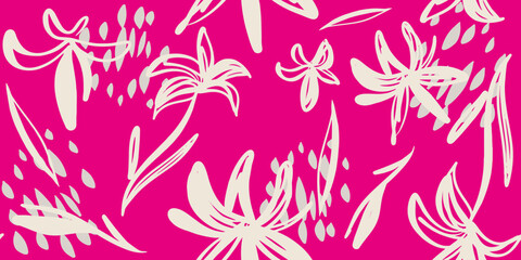 Modern floral with flowers print. Seamless pattern. Hand drawn style.
