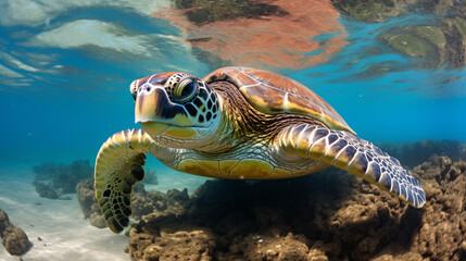 Green Turtle at a cleaning station
