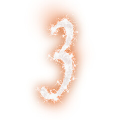 png sparkle fire number three on transparent or clear background