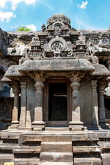 Rich decorated exterior of Cave 32, Ellora caves, Maharashtra, India, Asia