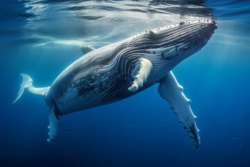 whale in the blue sea