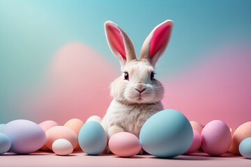 Naklejka na ściany i meble Cute Easter Bunny: A Burst of Adorableness