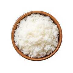 Fototapeta na wymiar Bowl of boiled rice on transparent background