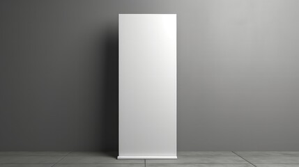 Blank white Rollup banner mockup on grey background