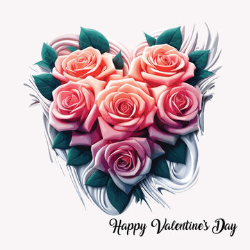 Happy valentine's day 3D Love lettering Red and pink rose flowers eps heart shape vector illustration suitable for greetinsg card, template, poster, t shirt,hoodie, banner and wedding Multipurpose. 