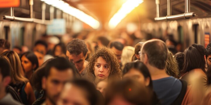 crowd of people in the subway Generative AI