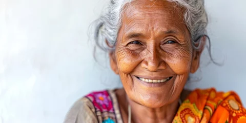 Fotobehang Indian woman 65 years old portrait Generative AI © València