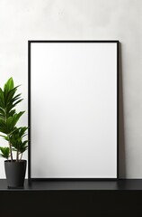 Blank Photo Frame Mockup Template Design With Plants Living Room Background