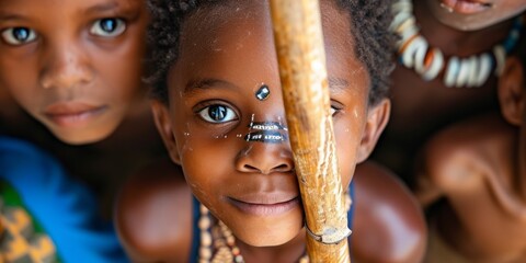 indigenous african children Generative AI - obrazy, fototapety, plakaty