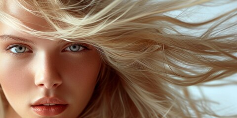 blonde developing hair portrait close-up Generative AI