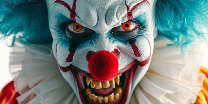 evil Clown man close-up portrait Generative AI