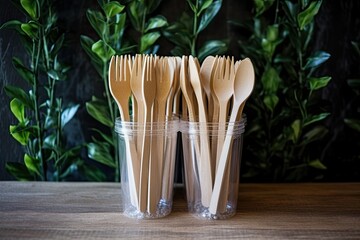 Eco-friendly disposable cutlery made of biodegradable corn starch is a modern and nature-friendly alternative to plastic utensils.