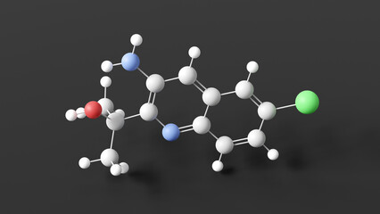 reproxalap molecular structure, small molecule inhibitor, ball and stick 3d model, structural chemical formula with colored atoms
