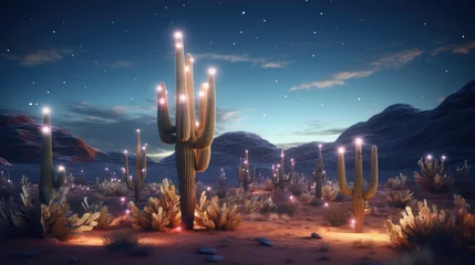 Schilderijen op glas cactus in the desert © Wallpaper