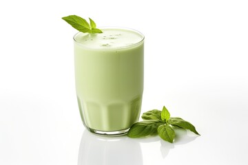 Obraz na płótnie Canvas Green tea milk on white background