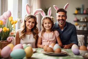Easter Joy in Full Bloom: A Realistic Portrait of a Radiant Family Celebration