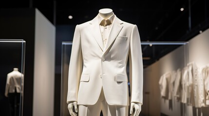 Suits are displayed in the shop