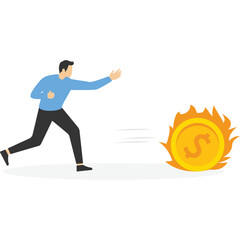 Businessman chasing money to death, concept of loving the world too much to forget death.

