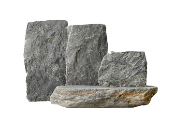 stack of blocks, Collection set of flat rocks, stone podium for display product isolated on transparent or white background, png