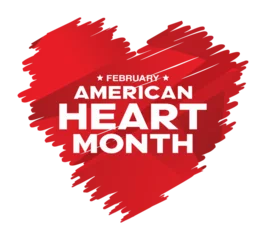 Deurstickers February heart month, American heart month,  theme, logo, poster, banner, concept design  template vector for national heart month or heart health month, clipart, heart sketch, scribble, brush stroke © Rajan