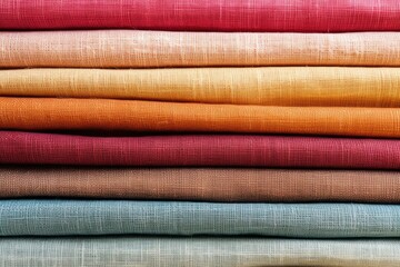 Fototapeta na wymiar Assorted linen fabrics with various textures as a background.