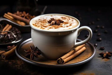Milk and spice-infused latte, warm and indulgent.