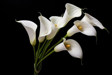 White calla lily on dark background, condolence card for funeral