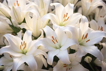 Funeral concept image with lily flowers, shallow DOF