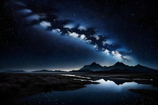 An expansive night sky, dotted with stars, reflecting a journey from darkness to hope.