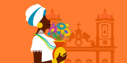 Brazilian Carnival - Diversity - Brazilian Carnival - Diversity -  Baiana at the Church Cleansing Ceremony of Bonfim