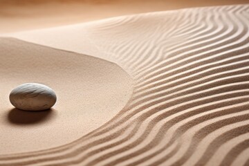 Zen garden with stones and sand for relaxation and balance in a spa or wellness setting. - obrazy, fototapety, plakaty