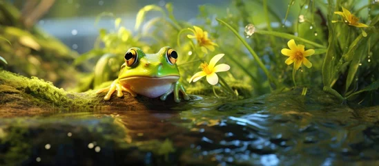 Deurstickers The pool frog is among four amphibian species protected by the UK government's Biodiversity Action Plan. © TheWaterMeloonProjec