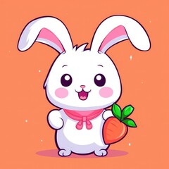 cute rabbit holding a carrot